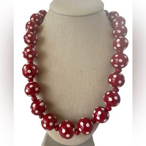 Fun red and white polka dot necklace